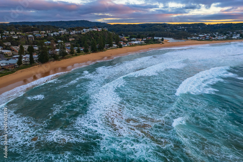 Surfs up - aerial sunrise seascape