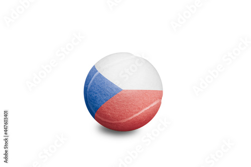 Tennis ball with the coloured national flag of  The Czech Republic on the white background	