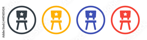 Film director chair icon set. Movie industry symbol.