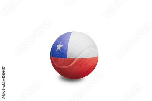 Tennis ball with the coloured national flag of  Chile on the white background	