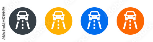 Car driving on the road icon vector. Transportation concept