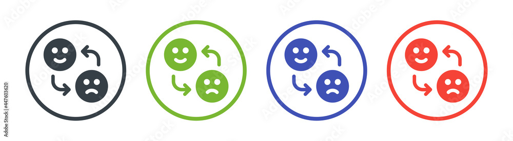 Fototapeta premium Mood vector icon. Emoticons changing from happy to sad. Emotional concept.