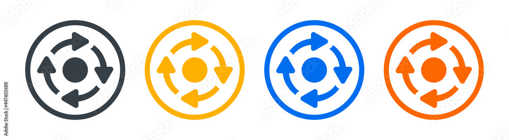 Set of circle arrows rotating icon. Refresh, reload, recycle, loop rotation sign vector illustration. Set of circle arrows rotating icon. Refresh, reload, recycle, loop rotation sign vector illustration.