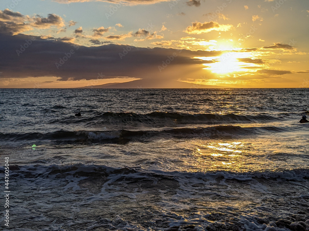 A beautiful sunset from the beaches of Maui.