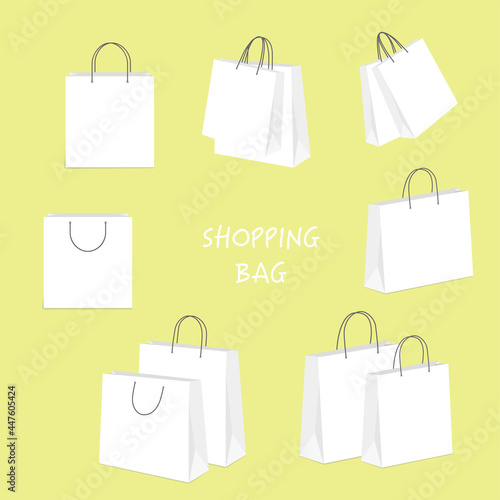 Vector white shopping bag illustration set