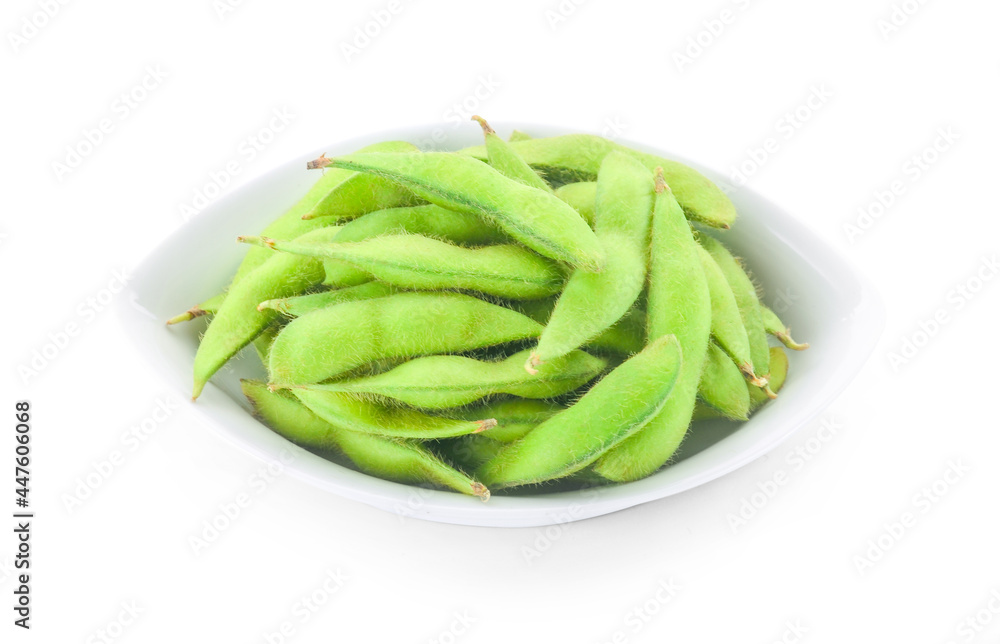 fresh Green soy beans on white background fresh Green soy beans on white background