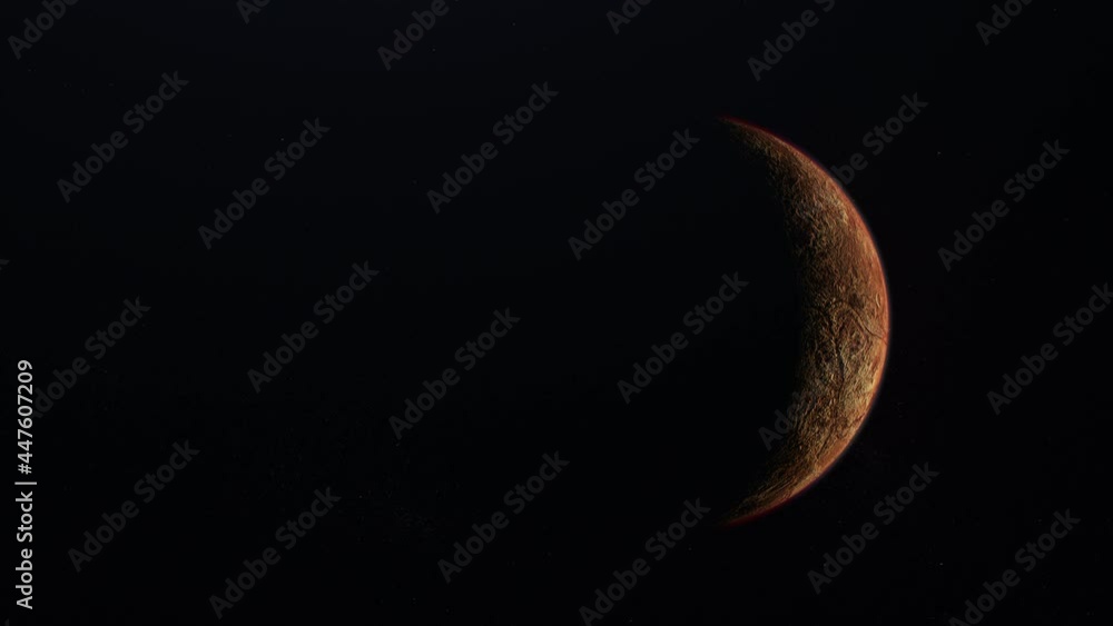 red planet on shadows. panning of a planet on the space red planet on shadows. panning of a planet on the space