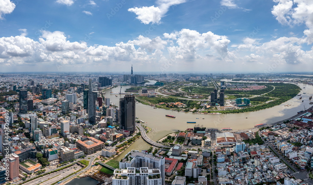 Saigon in beautiful day from aerial view 