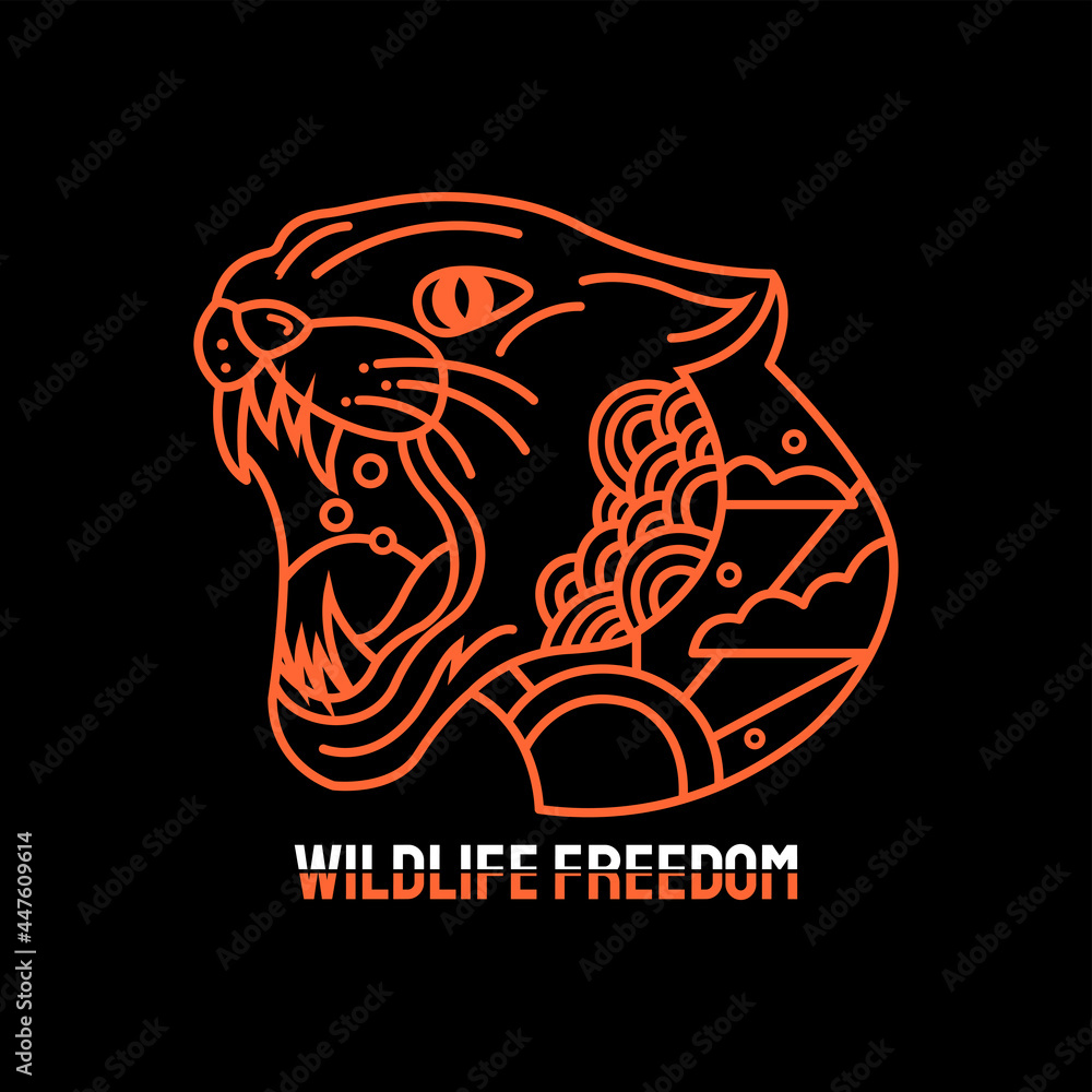 Fototapeta premium concept line tiger head vector