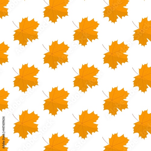 Seamless pattern with a maple leaf. Flat style. Autumn pattern.