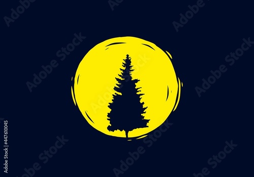 Pine tree in front of the moon
