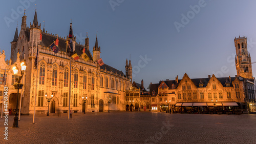 Typical architecture by night in Bruges in Belgium