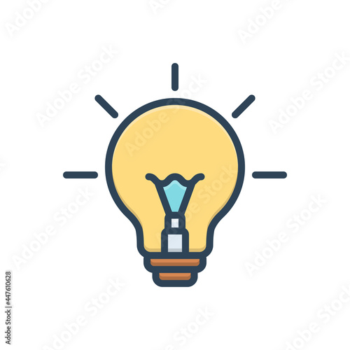 Color illustration icon for lightbulb