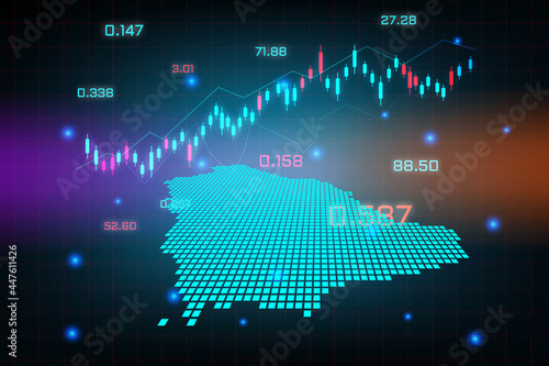 Stock market background or forex trading business graph chart for financial investment concept of Saudi Arabia map. business idea and technology innovation design.