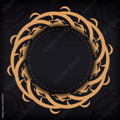 Luxury black square invitation card template with vintage abstract ornament. Elegant and classic vector elements ready for print and typography.
