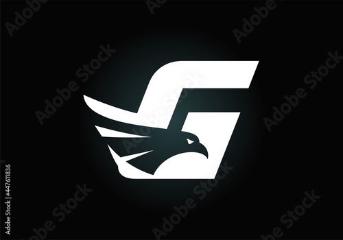 Initial G monogram letter alphabet with Eagle head negative space symbol. Creative Eagle head vector illustration. Modern logo design for business, and company identity.