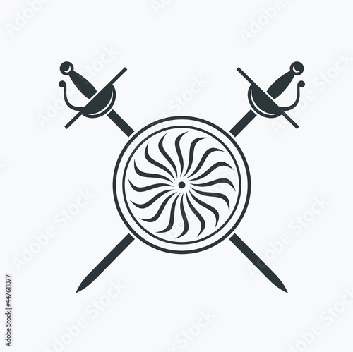 renaissance era sword and shield collection, vector art.