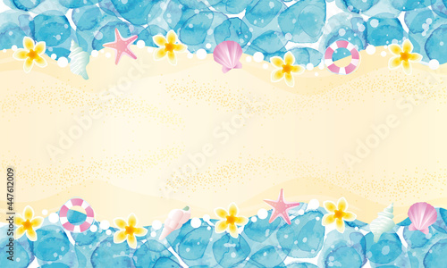 夏の青いリゾート　背景イラスト　