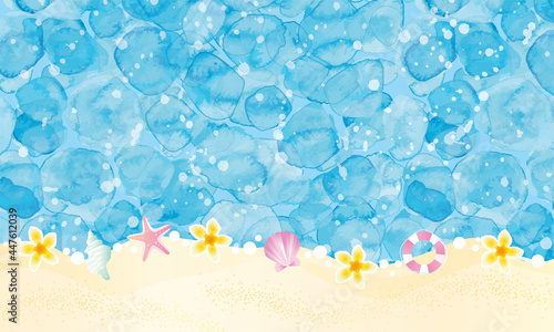 夏の青いリゾート　背景イラスト　
