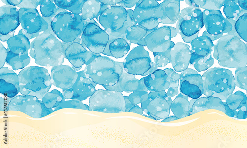 夏の青いリゾート　背景イラスト　