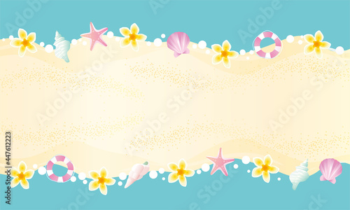 夏の青いリゾート　背景イラスト　