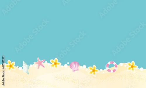 夏の青いリゾート　背景イラスト　