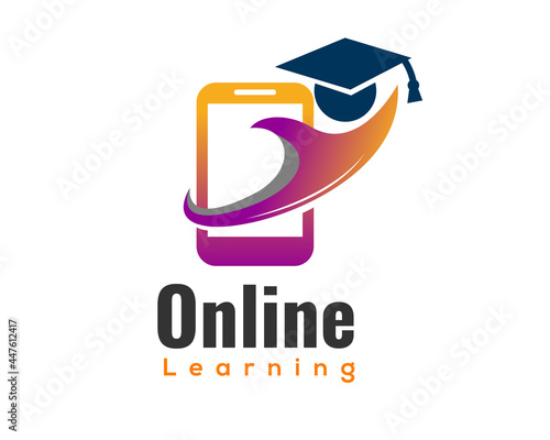 abstract phone virtual online success learning logo template illustration inspiration