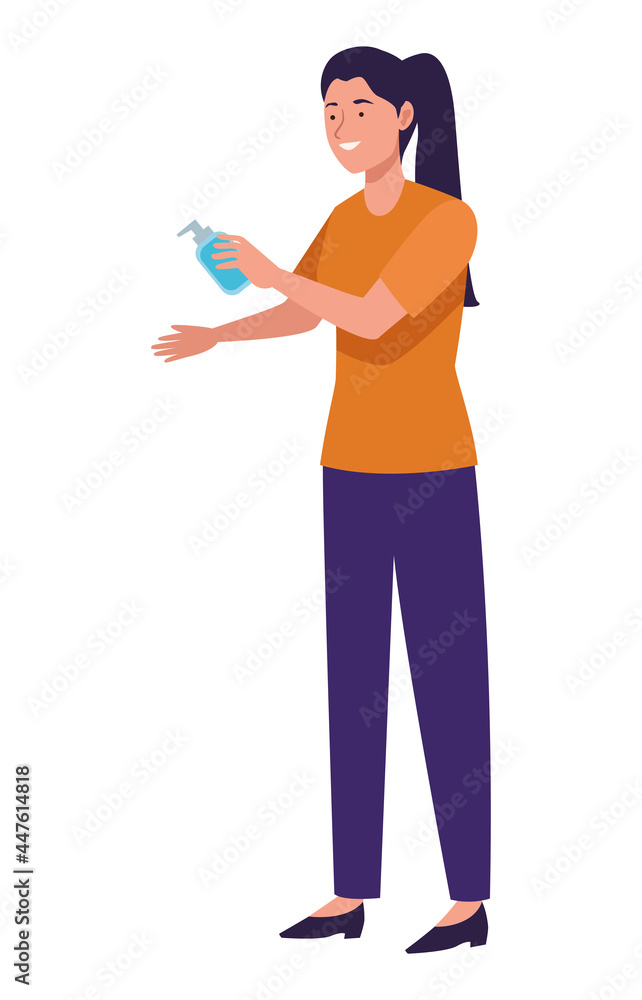 Woman with sanitizer