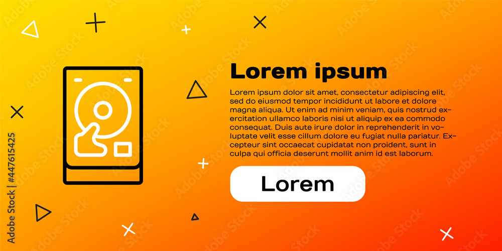 Line Hard disk drive HDD icon isolated on yellow background. Colorful outline concept. Vector