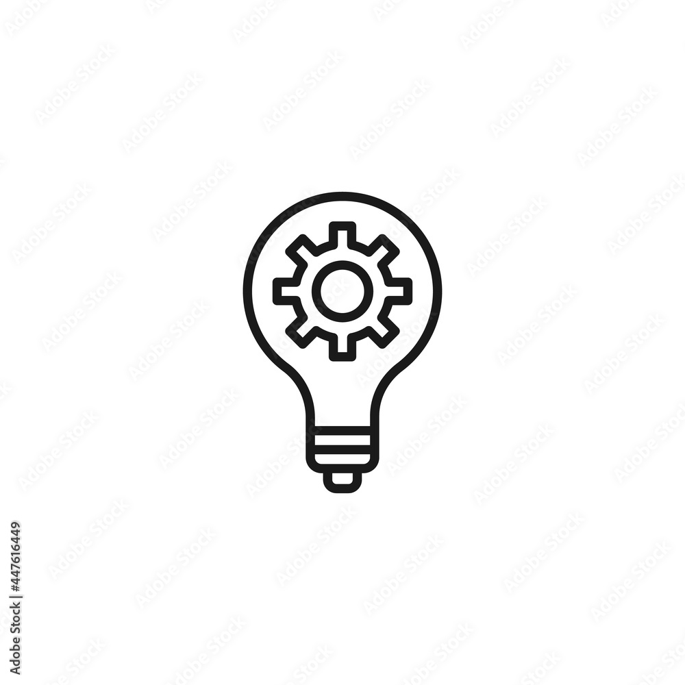 Line icon of gear inside of filament lamp Line icon of gear inside of filament lamp