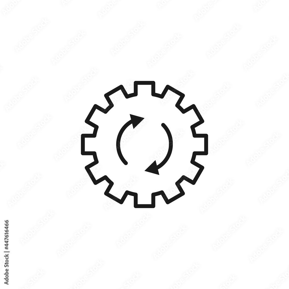 Line icon of arrows inside gear