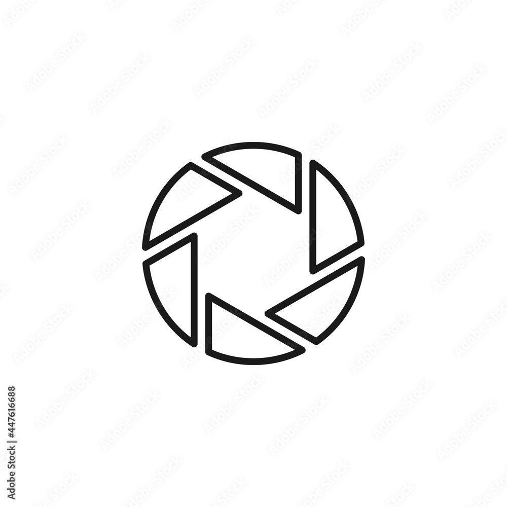 Line icon of camera shutter blades Line icon of camera shutter blades