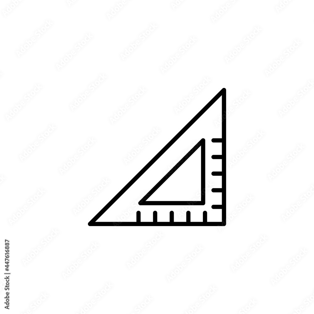 Line icon of triangular ruler for work and school Line icon of triangular ruler for work and school