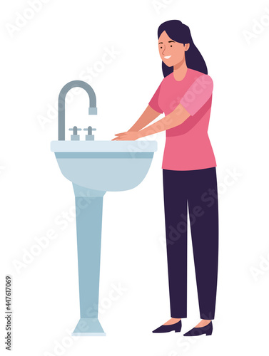 Woman washing her hands