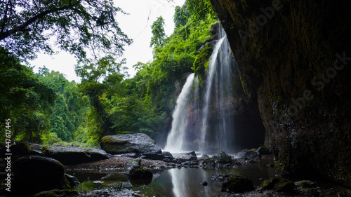 Haew suwat waterfall in tropical rainforest  Khao Yai National Park  Thailand.