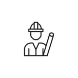 Line icon of construction worker with