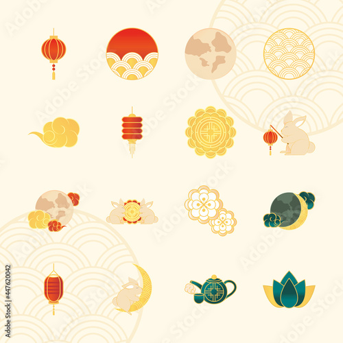 icons set mid autumn