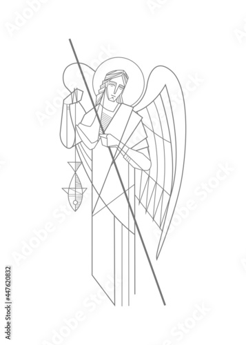 Canvas Print Saint Raphael Archangel vector illustration