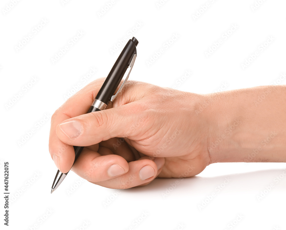 Man with pen on white background Man with pen on white background