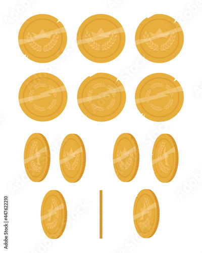 Gold coins-a set. Whole and slightly damaged coins.