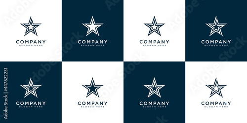 set of star logo vector line style