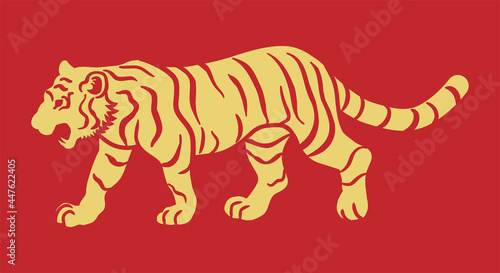 Tiger symbolic clip art - roar and walking, side view