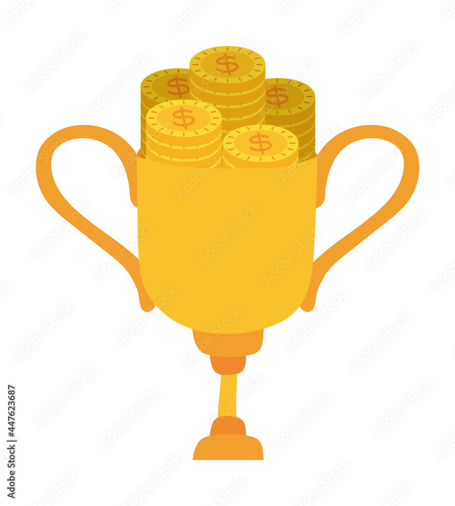 trophy with coins trophy with coins