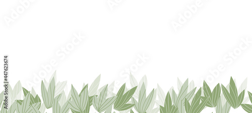 Floral web banner with drawn color exotic leaves. Nature concept design. Modern floral compositions with summer branches. Vector illustration on the theme of ecology, natura, environment
