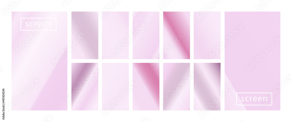 Fototapeta premium Mobile screen lock display collection of colorful backgrounds in trendy neon colors. Modern screen vector design for mobile app. Soft color abstract pastel holographic gradients. Swatches for design