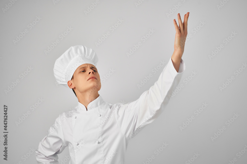 chef gesturing with his hands professional cooking chef gesturing with his hands professional cooking