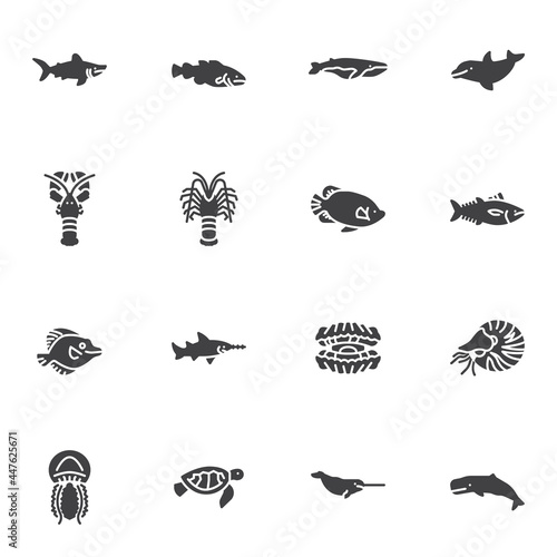 Sea animals vector icons set © alekseyvanin