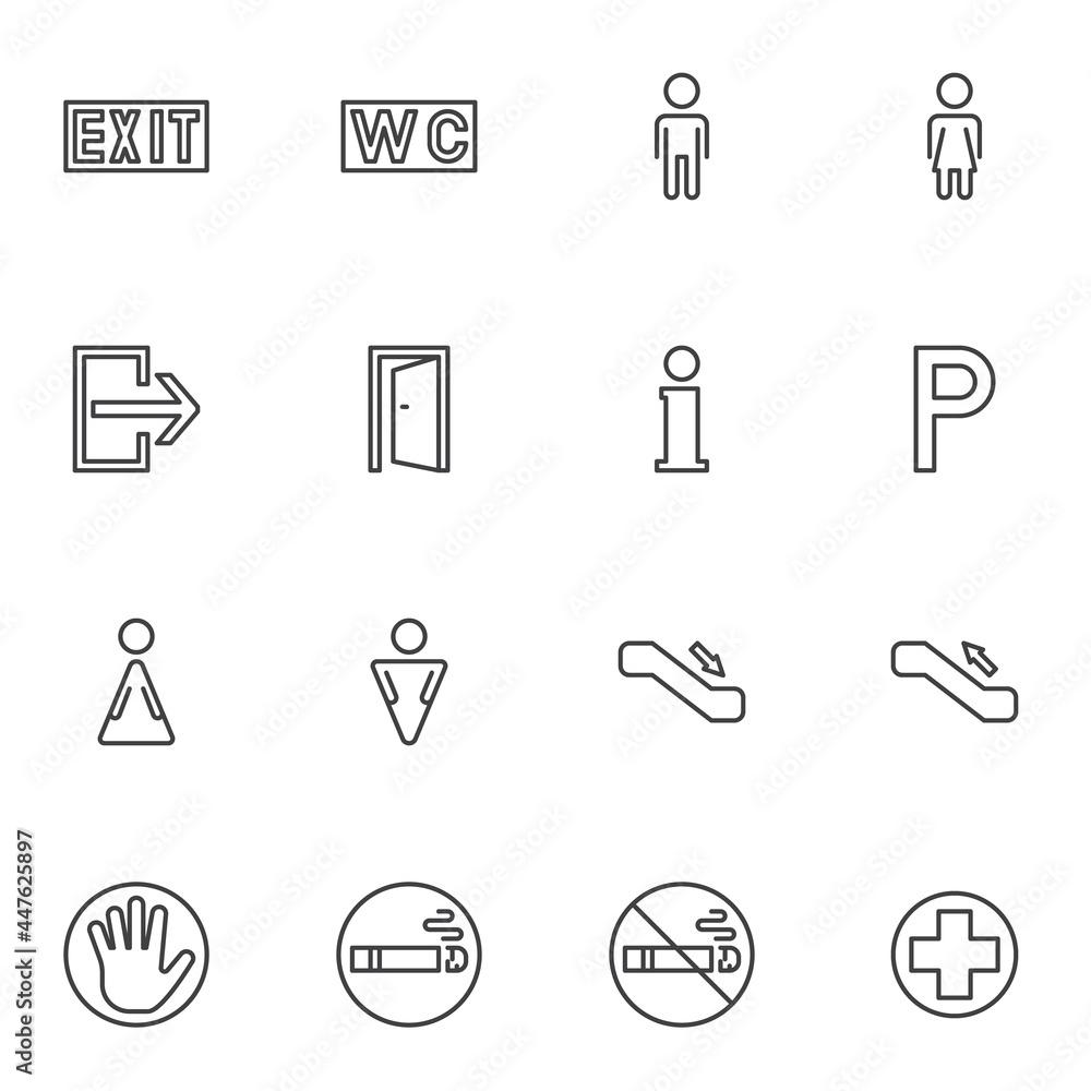 Public navigation line icons set Public navigation line icons set