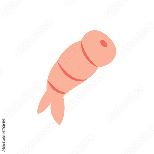 Shrimp seafood. Asian menu. Vector illustration, design element. Isolated on white background.
