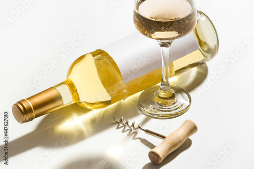 White wine bottle with blan...